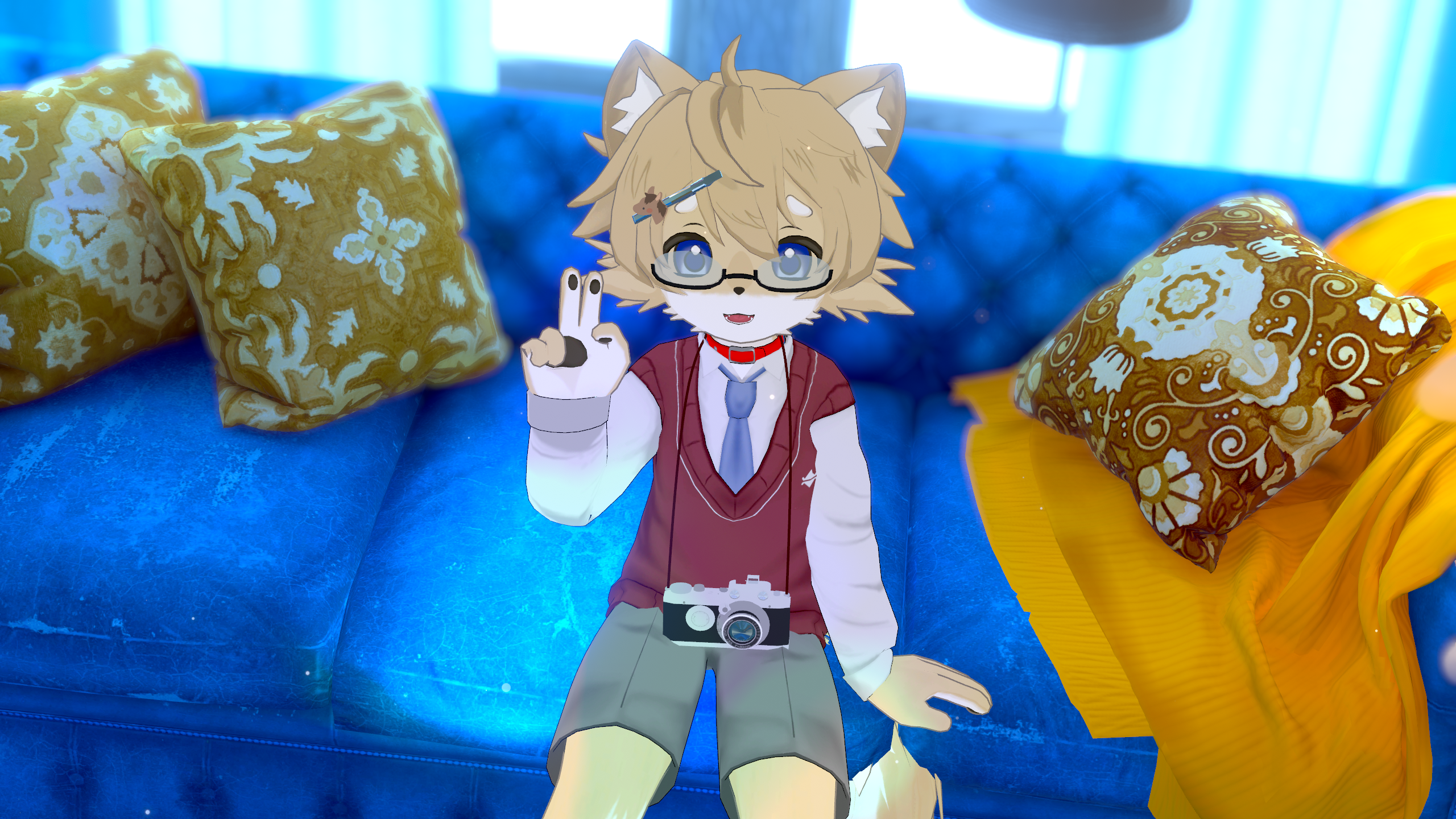 ソファも蒼かった！